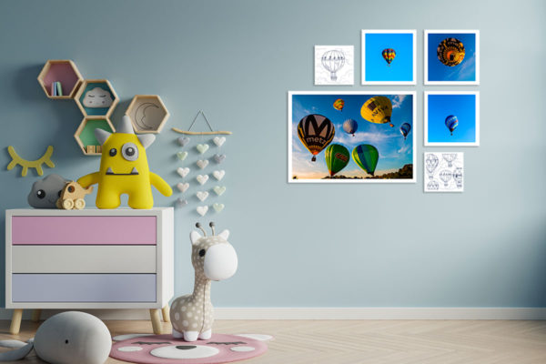 Mockup wall in the children’s room on wall dark blue colors back